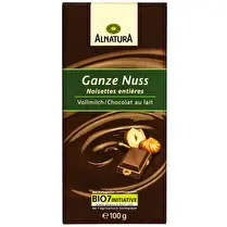 Alnatura, Chocolat au lait noisettes entières BIO