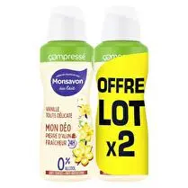 Monsavon, Déodorant compressé  Vanille  - 2 x 100 ml