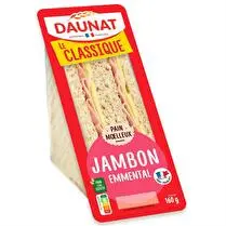 Daunat, Club classique pain complet jambon emmental 160g