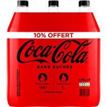 COCA-COLA Soda à base de cola sans sucres  10% offert