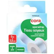 Cora, Sparadrap tissu soyeux couleur blanc 5M X 2.5cm