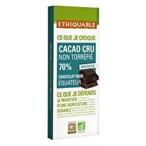 ETHIQUABLE Chocolat noir 70% cacao cru Équateur