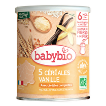BABY BIO, 5 Céréales vanille 6 mois et +