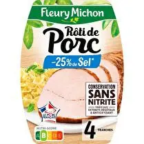 Fleury michon, Rôti de porc -25 % de sel 4 tranches