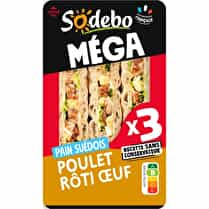 Sodebo, Sandwich le méga club Suédois poulet rôti boeuf