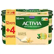Activia, Yaourt au bifidus saveur vanille 12 + 4 offerts