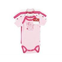 INFLUX Body Manches courtes Fille Hello toi, Blanc/rose, 2 ans