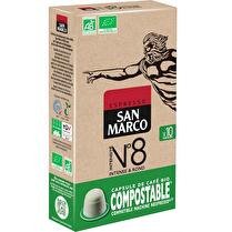 SAN MARCO Capsules café biodégradable & compostable intensité n°8  x10