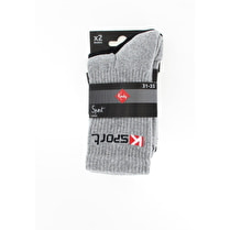 Kindy, Mi chaussettes x 2 sport semelle bouclette, Gris/Noir, 31/35