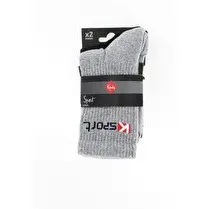 Kindy, Mi chaussettes x 2 sport semelle bouclette, Gris/Noir, 36/40