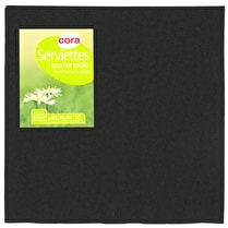 Cora, Serviettes point à point noir 38x38cm