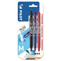 Pilot, Lot de 3 frixon ball clicker noir bleu rouge