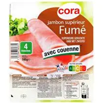 Cora, Jambon cuit supérieur avec couenne fumé 4 tranches