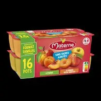 Materne, Compote pomme pêche abricot sans sucres ajoutés