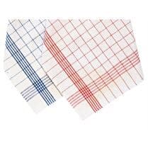 VOTRE RAYON PROPOSE Torchons carreaux 50 x 70 cm, 100% coton, coloris rouge et bleu assortis - x 6
