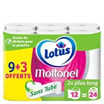 Moltonel, Papier toilette  Sans tube blanc - 9 + 3 offerts