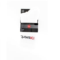 Kindy, Mi chaussettes x 2 sport semelle bouclette, Blanc, 36/40