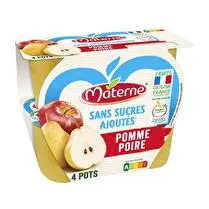 Materne, Coupelles sans sucres ajoutés pomme poire