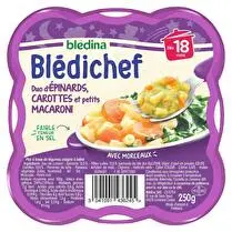 Blédina, Blédichef - Duo épinard carotte & petits macaronis dès 18mois