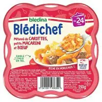 Blédina, Blédichef mitonne de carottes petits macaronis et boeuf des 24mois