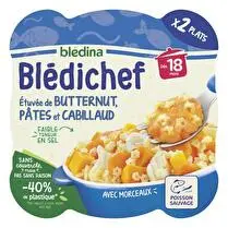 Blédina, Etuvée de butternut pâtes & cabillaud dès 18 mois