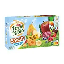 Materne, Pom'potes 5 fruits rouges 5 fruits jaunes sans sucres ajoutés 12x90g