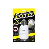 Barrière à rongeur, Répulsif rats et souris ampoule led et ultrasons