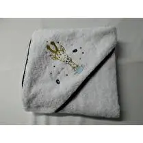 Babycalin, Carré de bain 80x80cm, avec capuche, 85% coton 15% polyester, coloris blanc