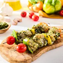 Votre boucher propose, Produit élaboré : Brochette de dinde marinée à l'ail des ours à griller x 2