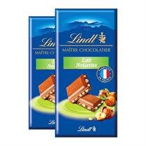 LINDT Tablette maitre chocolatier lait noisettes