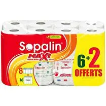 Sopalin, Essuie tout Maxi rouleau Décoré - 6 + 2 offerts