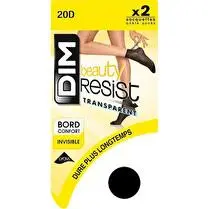 Dim, Socquette Beauty Résist Transparent x 2 Noir taille 35/41
