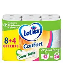 Lotus, Papier toilette Sans tube - 8 rouleaux + 4 offerts