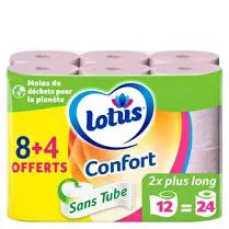 Lotus, Papier toilette  Sans tube rose  - x 8 + 4 offerts