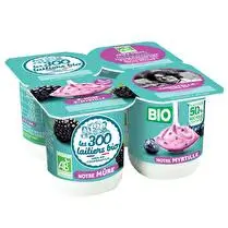 Les 300 laitiers bio, Yaourts brassés mûre/myrtille bio
