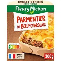 Fleury michon, Le Parmentier de boeuf charolais purée à la crème fraîche barquette en bois