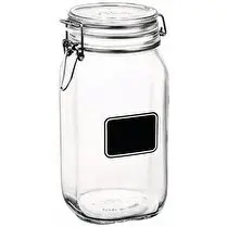 Bormioli, Bocal en verre  + étiquette lavagna 1,5l