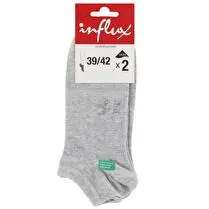 Influx, Socquettes invisibles x 2 bio, Gris clair, 39/42