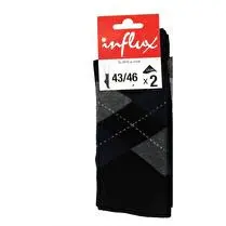Influx, Mi Chaussettes Intarsia x 2 , Noir/bleu, 39/42
