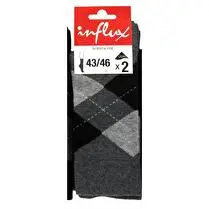 Influx, Mi Chaussettes Intarsia x 2 , Gris, 43/46