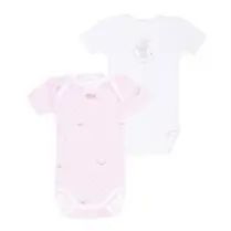 Absorba, Body manches courtes Fille x2 Koala, 100% coton issu de l'agriculture biologique, coloris rose dragée, taille 9 MOIS