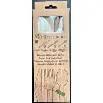 Naturelle, Ménagère couverts bois (6 couteaux, 6 fourchettes et 6 cuillères)