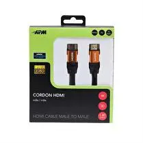 Apm, Câble HDMI M/M 1,4, noir, plug jaune or, 1,80m 590466
