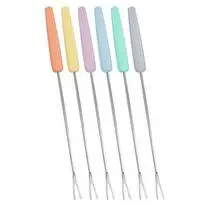 Metaltex, Fourchettes à fondue  24cm en inox et manche plastique - x6