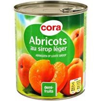 CORA Abricots au sirop léger demi fruits