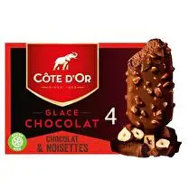 Côte d'or, Bâtonnets chocolat noisettes glace chocolat x4
