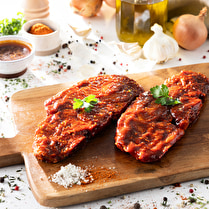 Votre boucher propose, Produit élaboré : Côte de porc échine avec os Tandoori à griller