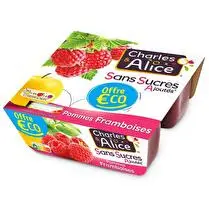 Charles & Alice, Desserts fruitiers sans sucres ajoutés Pomme/framboise