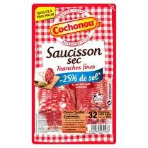 Cochonou, Saucisson sec  tranches fines -25 % de sel