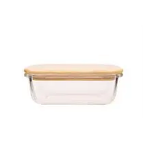 Luminarc, Boite à provision verre couvercle bois  17x13x5,5cm